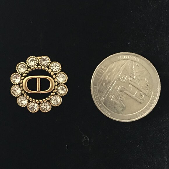 Christian Dior Gold Plated Paved Swarovski Crystal Earrings - Picture 4 of 4